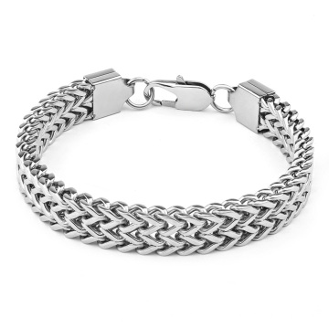 Stainless Steel Polished 12MM Wide Double Raw Franco Link Chain Bracelet